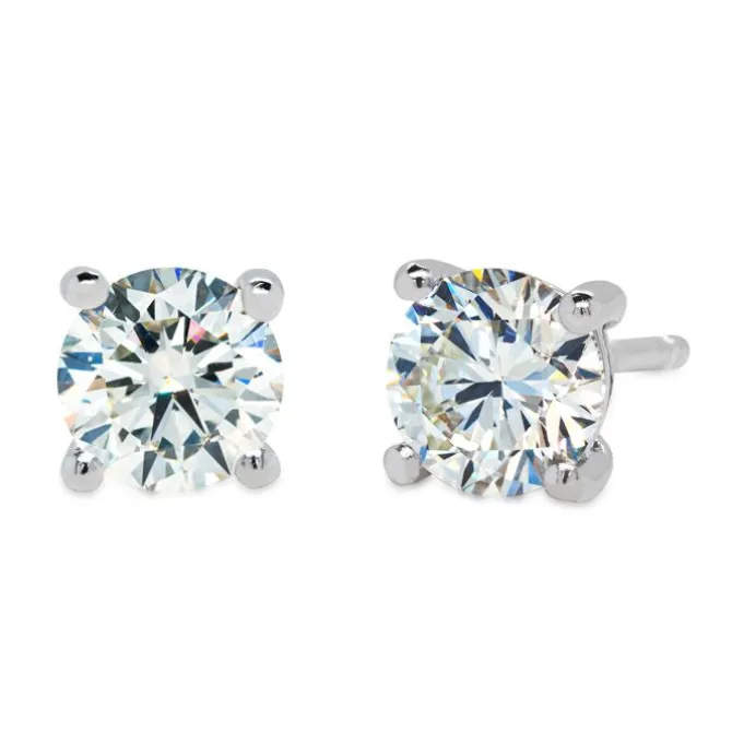 Pendientes solitario en oro blanco y diamantes de 1.00 quilate
