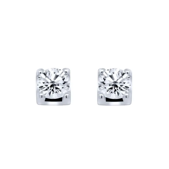 Pendientes solitario en oro blanco y diamante de 0.92 quilates