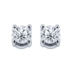 Pendientes solitarios de oro blanco y diamantes 0.50 quilates
