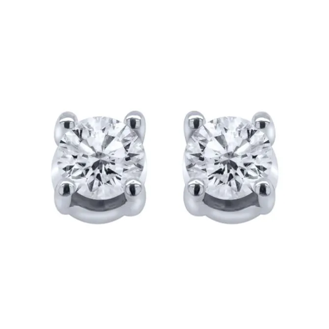 Pendientes solitarios de oro blanco y diamantes 0.50 quilates