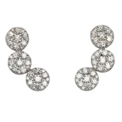 Pendientes trepadores de oro blanco y diamantes 0.90 quilates