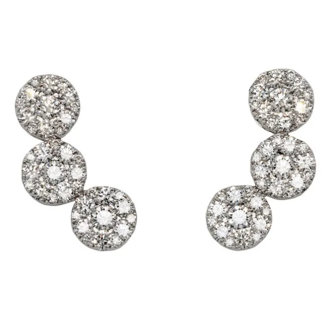 Pendientes trepadores de oro blanco y diamantes 0.90 quilates