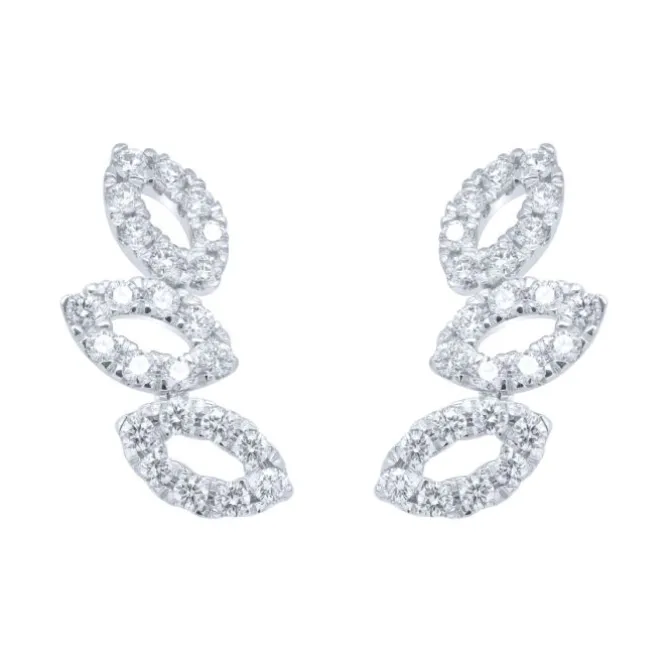 Pendientes trepadores de oro blanco y diamantes 1.22 quilates