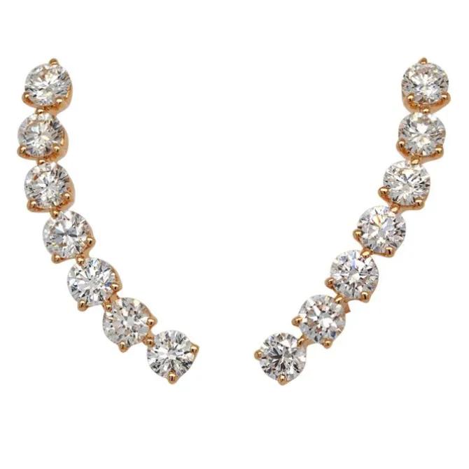 Pendientes trepadores en oro rosa y diamantes 0.90 quilates