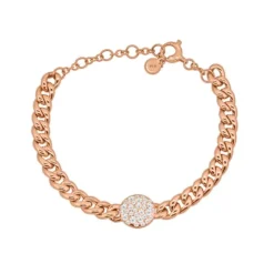 Pulsera barbada de oro rosa con diamantes talla brillante 0,62 quilates
