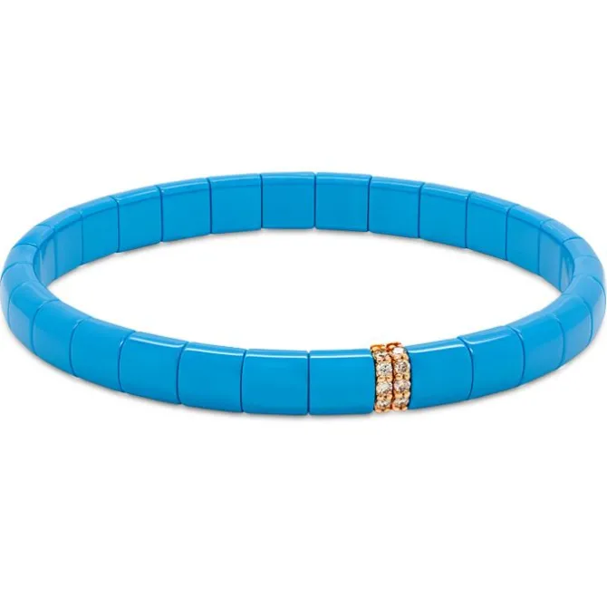 Pulsera de cerámica azul, oro rosa y diamantes