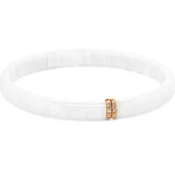 Pulsera de cerámica blanca, oro rosa y diamantes