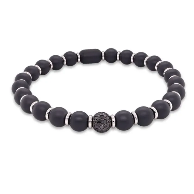 Pulsera de cerámica, oro blanco y diamantes negros 0.56 quilates