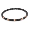 Pulsera de cerámica y oro rosa con diamantes negros 0.40 quilates