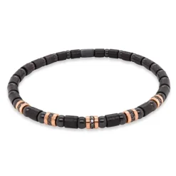 Pulsera de cerámica y oro rosa con diamantes negros 0.40 quilates