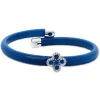 Pulsera de cuero con oro blanco, zafiros y diamantes
