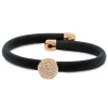 Pulsera de cuero negro con oro rosa y diamantes 0,47 quilates