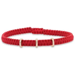 Pulsera de macramé con oro rosa y diamantes 0.075 quilates