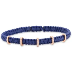 Pulsera de macramé con oro rosa y diamantes 0.125 quilates