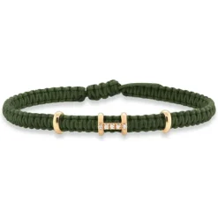 Pulsera de macramé con oro rosa y diamantes 0.05 quilates