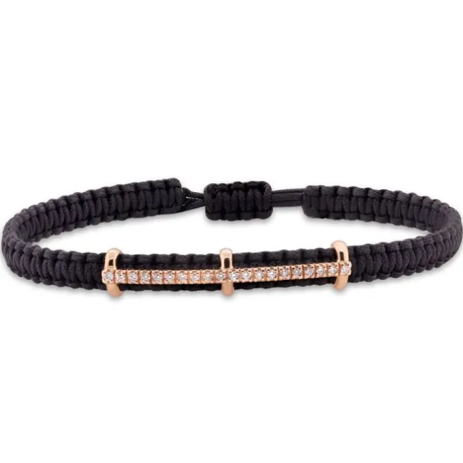 Pulsera de macramé con oro rosa y diamantes 0.20 quilates