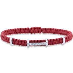 Pulsera de macramé con oro blanco y diamantes 0.13 quilates