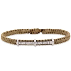 Pulsera de macramé con oro blanco y diamantes 0.25 quilates