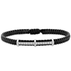 Pulsera de macramé con oro blanco y diamantes 0.25 quilates