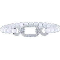 Pulsera de oro blanco con eslabones y diamantes 0.95 quilates