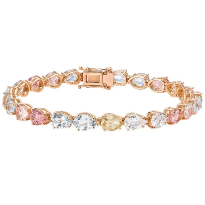 Pulsera de oro rosa con piedras de colores