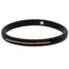 Pulsera elástica de cerámica negra, oro rosa y diamantes brown talla brillante con 0.26 quilates