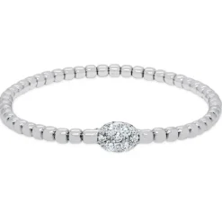 Pulsera elástica de oro blanco y diamantes de 0.63 quilates