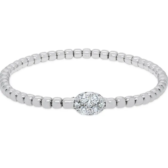 Pulsera elástica de oro blanco y diamantes de 0.63 quilates