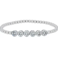 Pulsera elástica de oro blanco y diamantes de 1.52 quilates