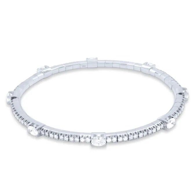 Pulsera elástica de oro blanco con diamantes 2.04 quilates