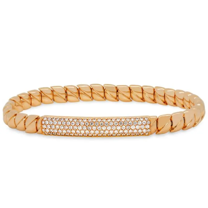 Pulsera elástica de oro rosa y diamantes de 1.00 quilates