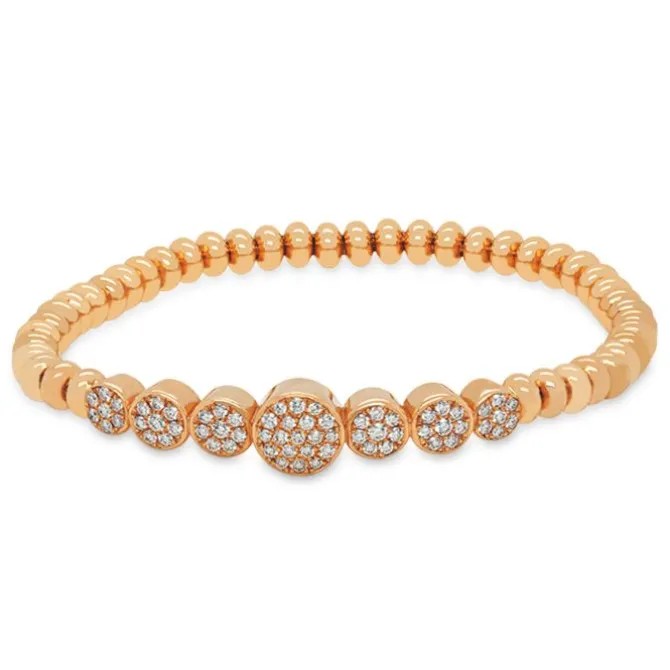 Pulsera elástica de oro rosa y diamantes 0.91 quilates