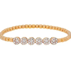 Pulsera elástica de oro rosa y diamantes de 1.55 quilates