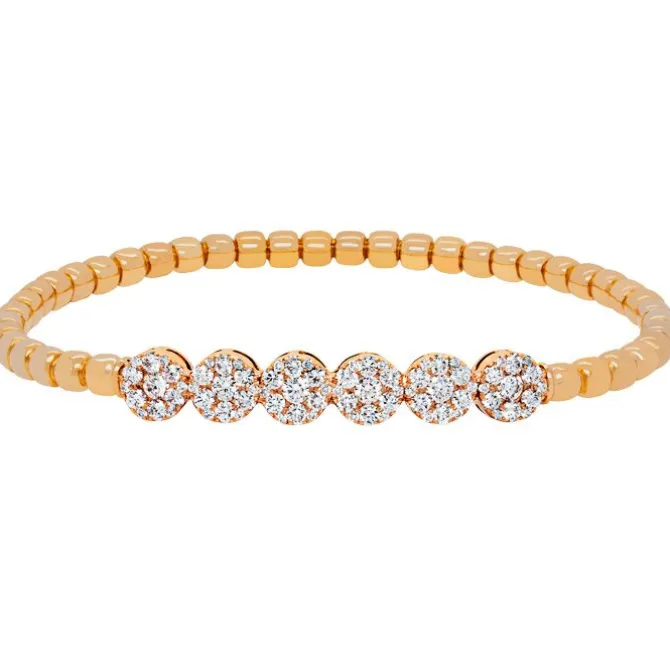 Pulsera elástica de oro rosa y diamantes de 1.55 quilates