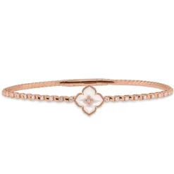 Pulsera flor de oro rosa con madreperla y diamante 0.33 quilates