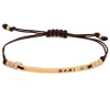 Pulsera "Mami" de Oro Rosa, cordón marrón y diamante talla brillante