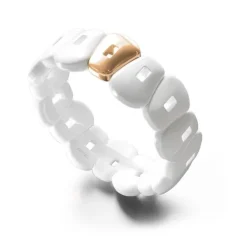 Pulsera Mattioli Puzzle en cerámica blanca y cerámica color oro rosa