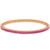 Pulsera riviere elástica de oro rosa y zafiros rosas