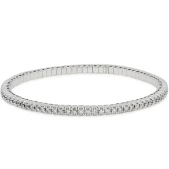 Pulsera riviere elástica de oro blanco y diamantes 1.80 quilates