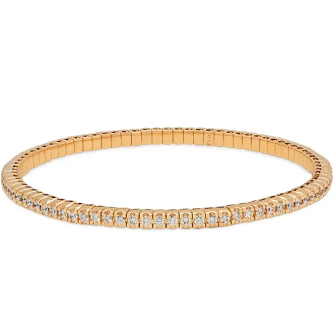 Pulsera riviere elástica en oro rosa y diamantes 1.80 quilates