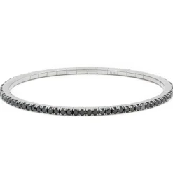Pulsera riviere elástica en oro blanco y diamantes negros 2.60 quilates