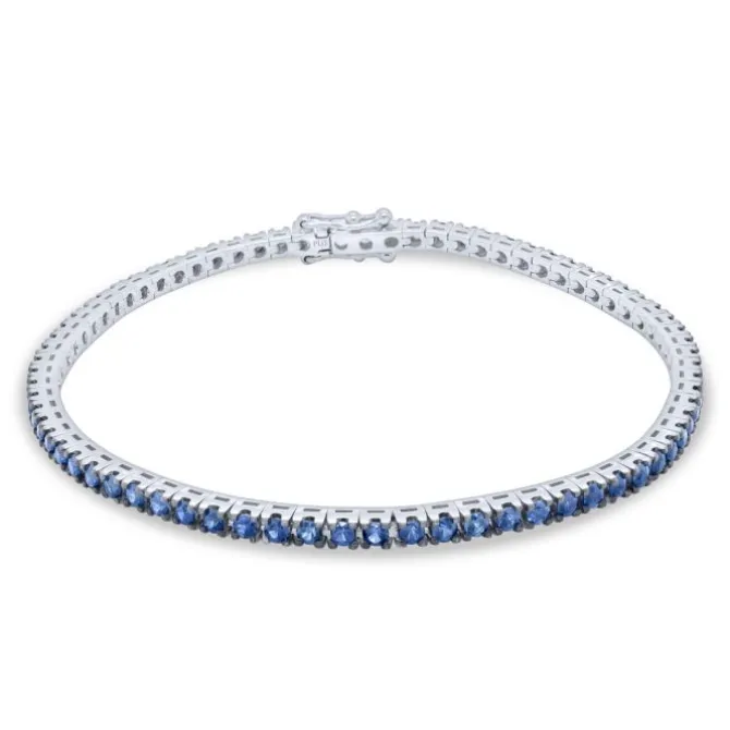 Pulsera riviere en oro blanco y zafiros 2.95 quilates