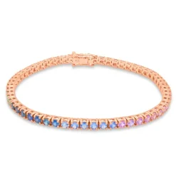 Pulsera riviere en oro rosa y zafiros multicolor 5.40 quilates
