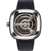 SevenFriday M Series Automatico M1/03 Esfera Plateada Cuero Negro 47mm