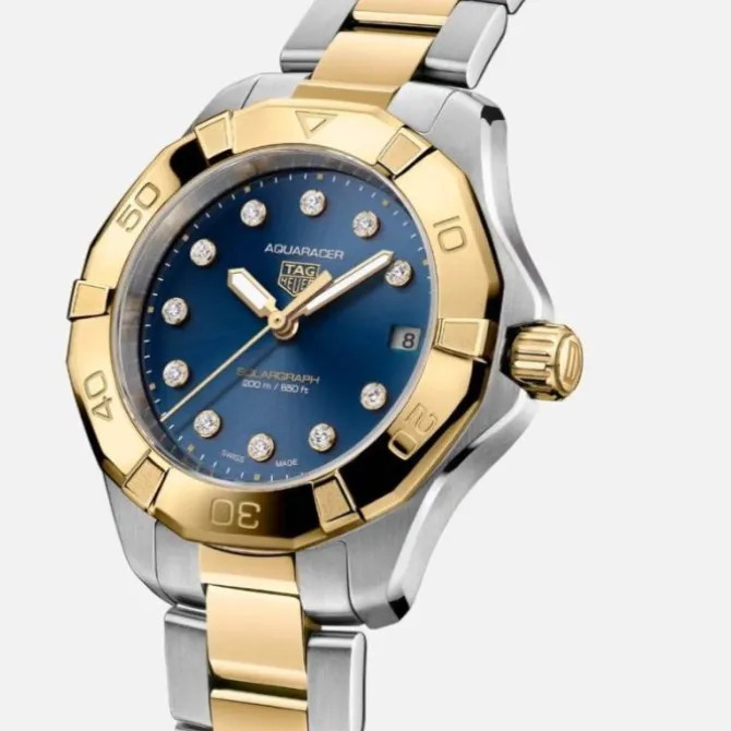 TAG Heuer Aquaracer Solargraph Diamantes Acero y Oro 34mm