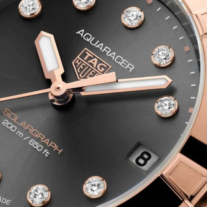 TAG Heuer Aquaracer Solargraph Diamantes Acero y Oro Rosa 34mm