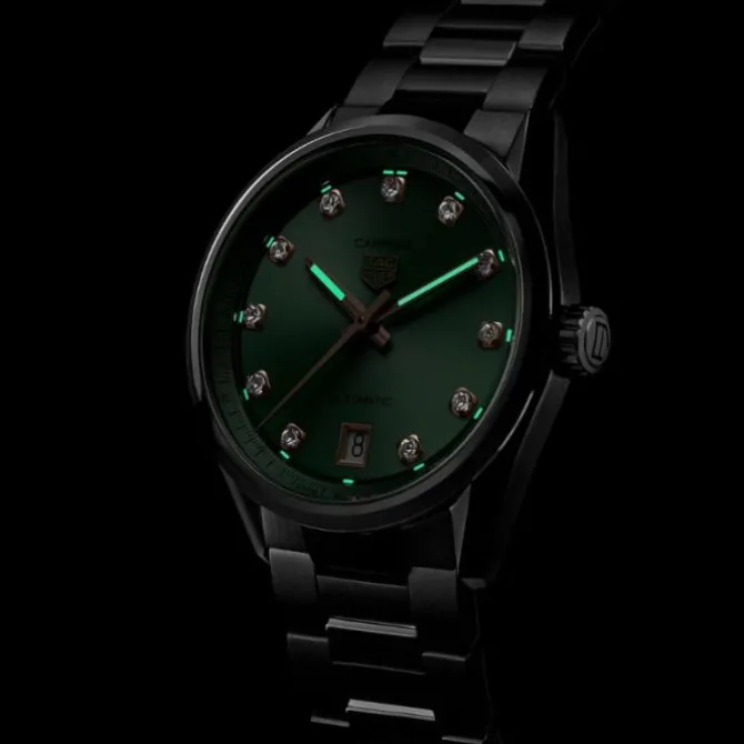TAG Heuer Carrera Date 36 mm Verde Diamantes